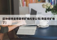 区块链项目奇亚币矿场托管公司[奇亚币矿难了]